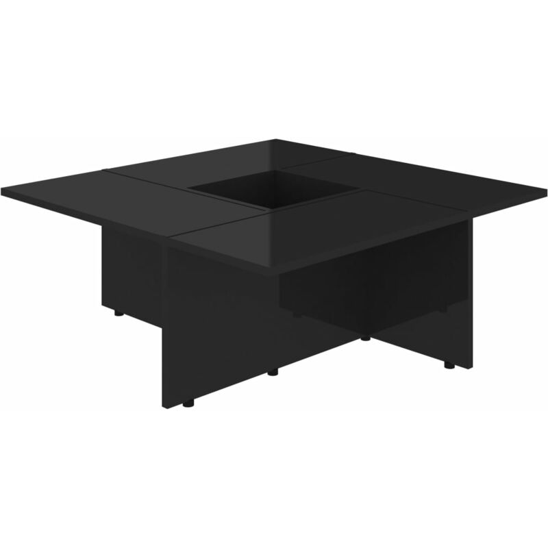 

vidaXL Mesa de Centro de Aglomerado 79,5x79,5x30cm Negro Brillante - Negro