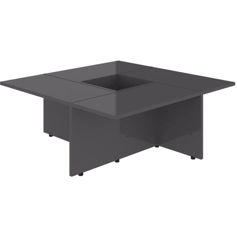 

vidaXL Mesa de Centro de Aglomerado 79,5x79,5x30cm Gris Brillante - Gris