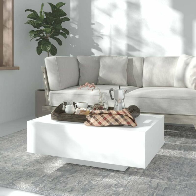 

Mesa de centro de aglomerado blanco 85x55x31 cm