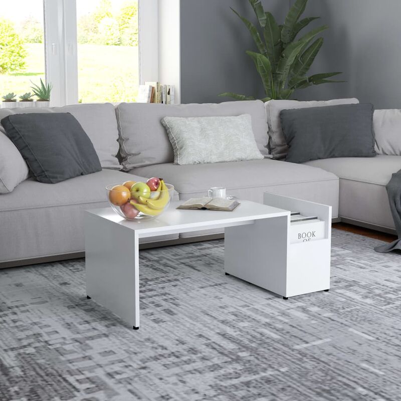 

Mesa de centro de aglomerado blanco 90x45x35 cm