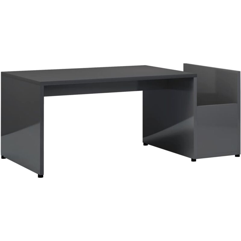 

vidaXL Mesa de Centro de Aglomerado 90x45x35 cm Gris Brillante - Gris