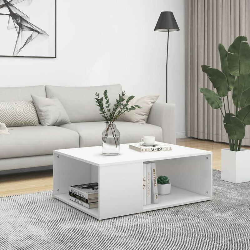 

Mesa de centro de aglomerado blanco 90x67x33 cm