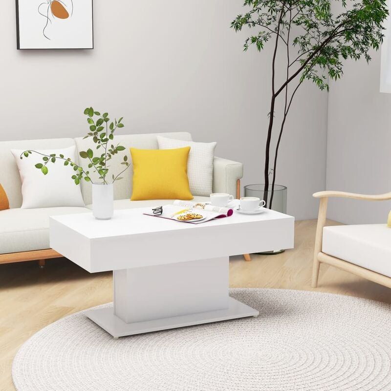 

Mesa de centro de aglomerado blanco 96x50x45 cm