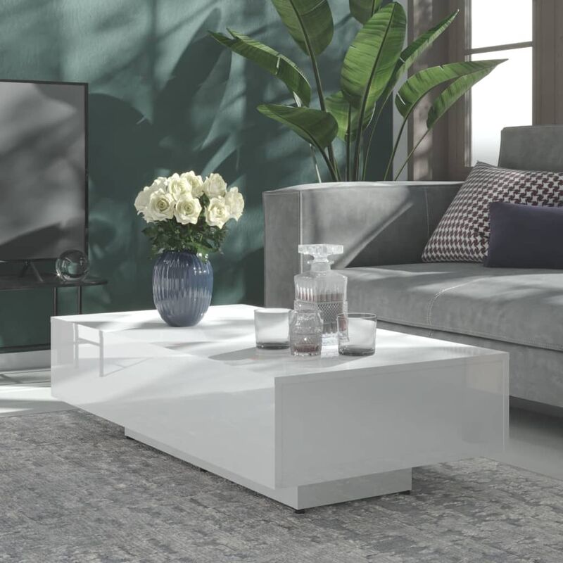 

Mesa de centro de aglomerado blanco brillante 115x60x31 cm
