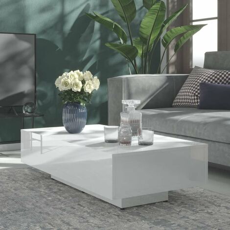 Mesa de centro de aglomerado blanco brillante 115x60x31 cm