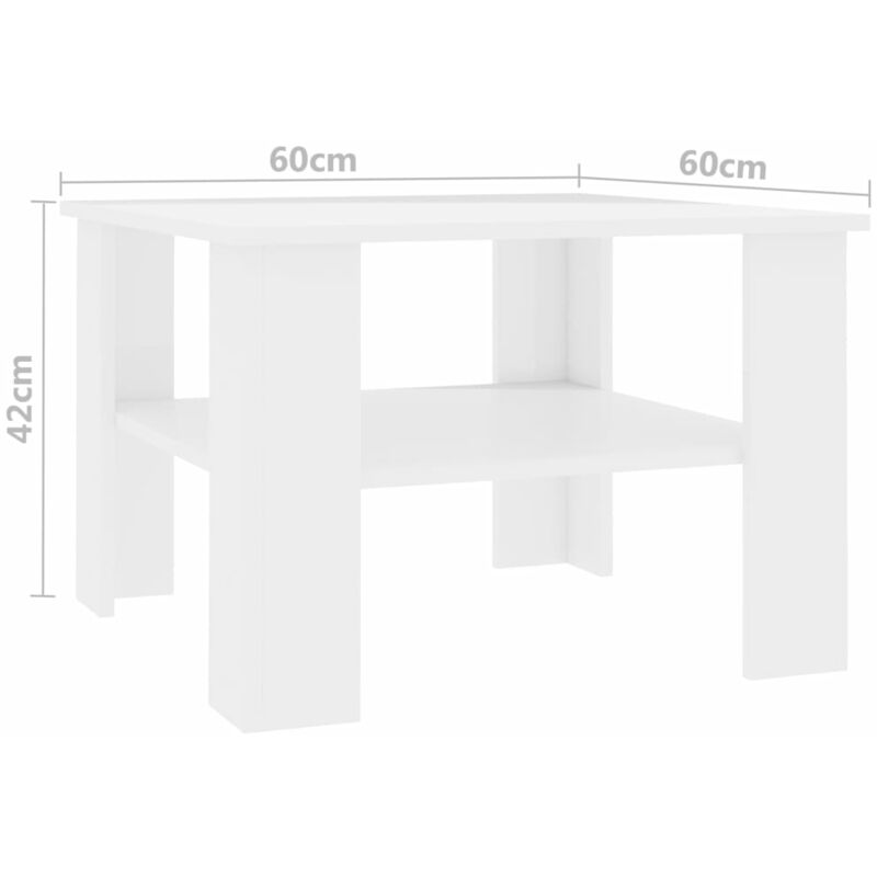 

Mesa de centro de aglomerado blanco brillante 60x60x42 cm