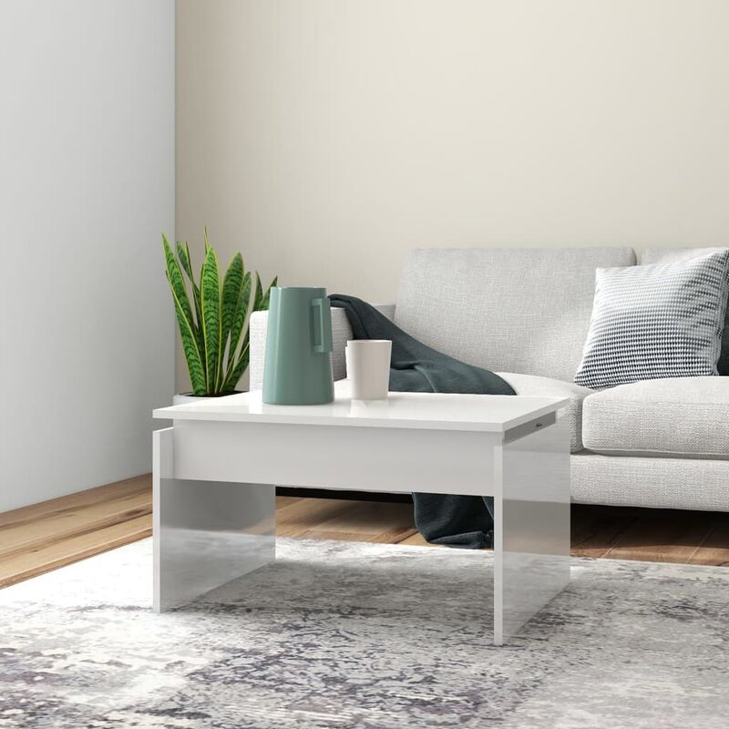 

Mesa de centro de aglomerado blanco brillante 68x50x38 cm
