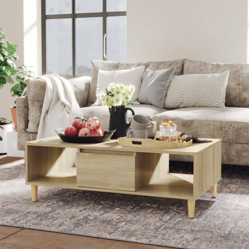 

Mesa de centro de aglomerado color roble Sonoma 103,5x60x35 cm