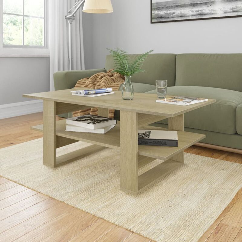 

Mesa de centro de aglomerado color roble Sonoma 110x55x42 cm