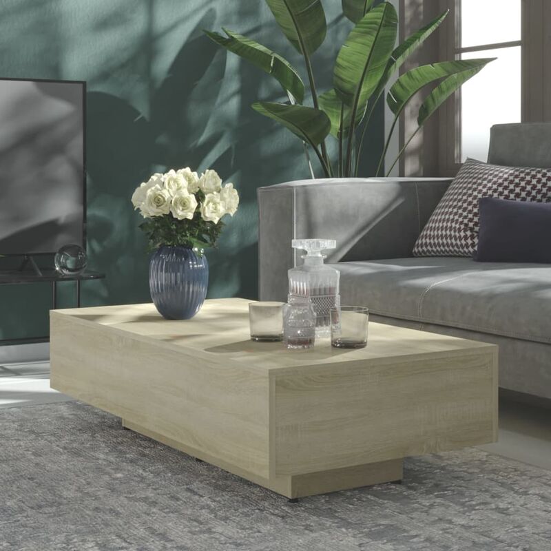 

Mesa de centro de aglomerado color roble Sonoma 115x60x31 cm