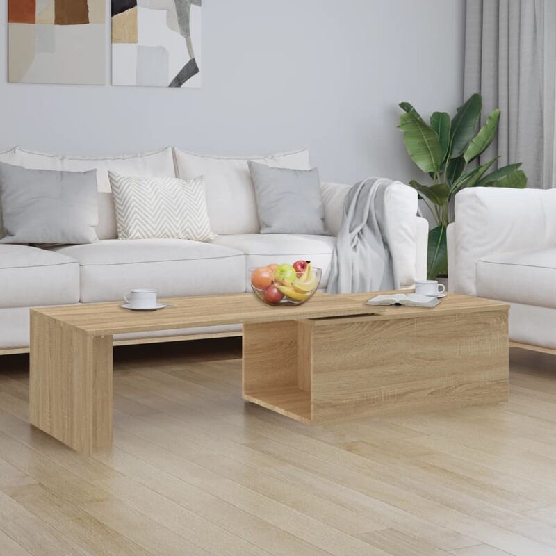 

Mesa de centro de aglomerado color roble Sonoma 150x50x35 cm - Marrón