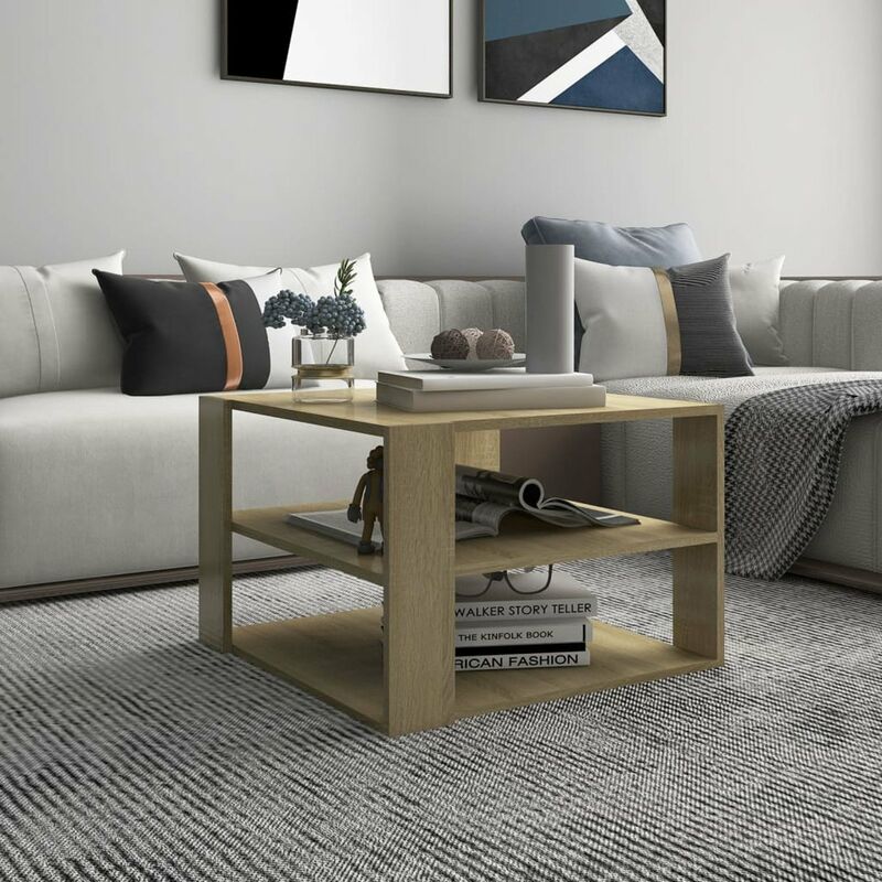 

Mesa de centro de aglomerado color roble Sonoma 60x60x40 cm