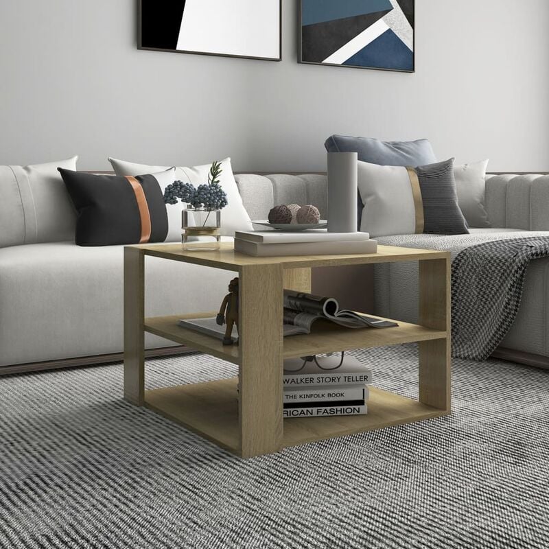 

Mesa de centro de aglomerado color roble Sonoma 60x60x40 cm