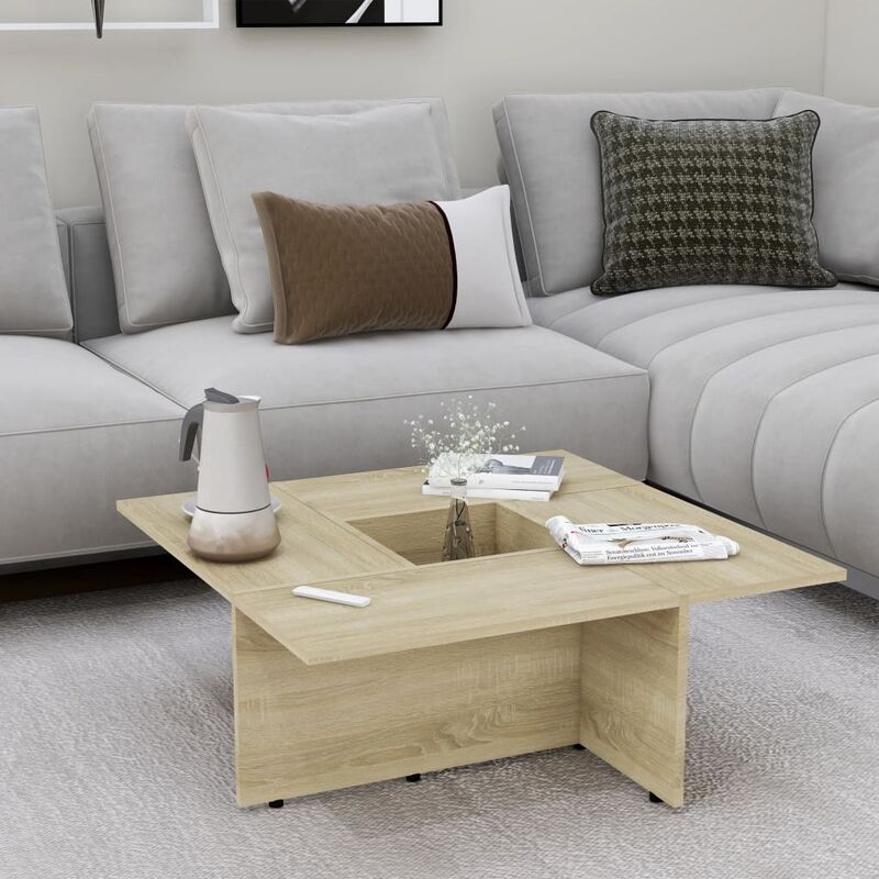 

Mesa de centro de aglomerado color roble Sonoma 79,5x79,5x30 cm - Marrón