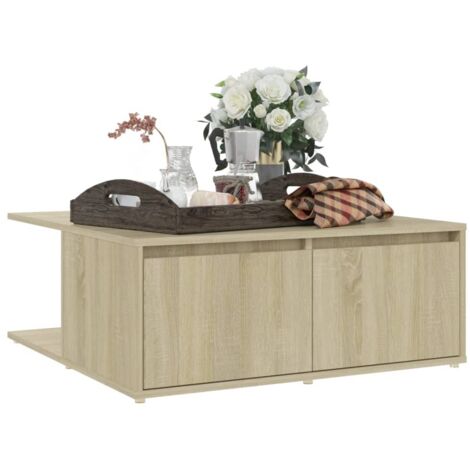 Mesa de centro de aglomerado color roble Sonoma 80x80x31 cm