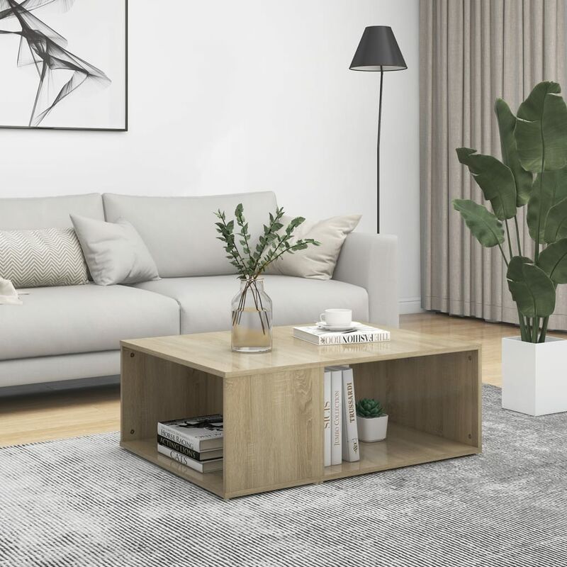

Mesa de centro de aglomerado color roble Sonoma 90x67x33 cm