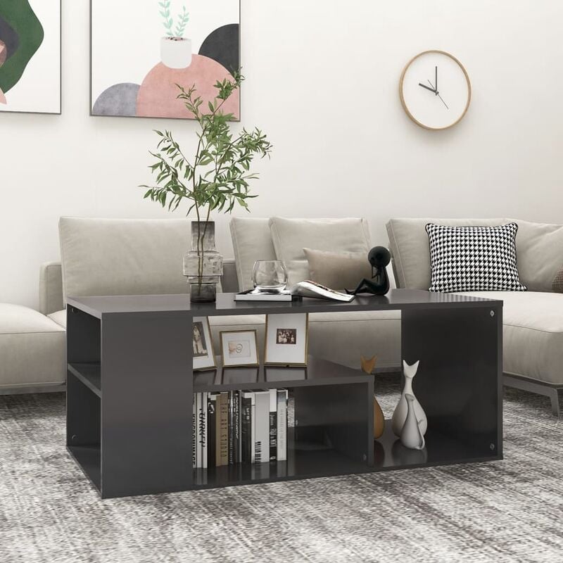 

Mesa de centro de aglomerado gris 100x50x40 cm
