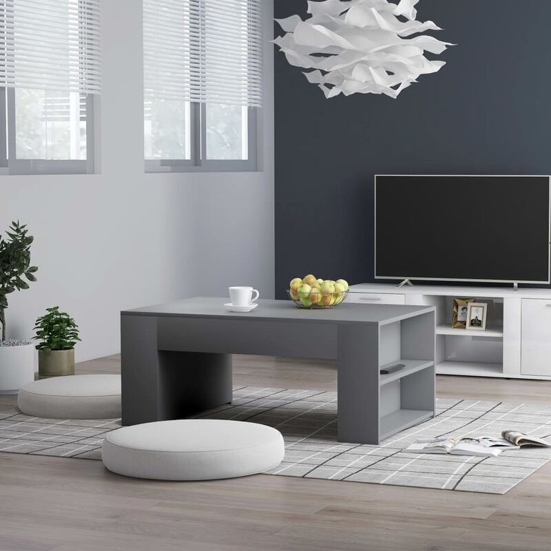 

Mesa de centro de aglomerado gris 100x60x42 cm