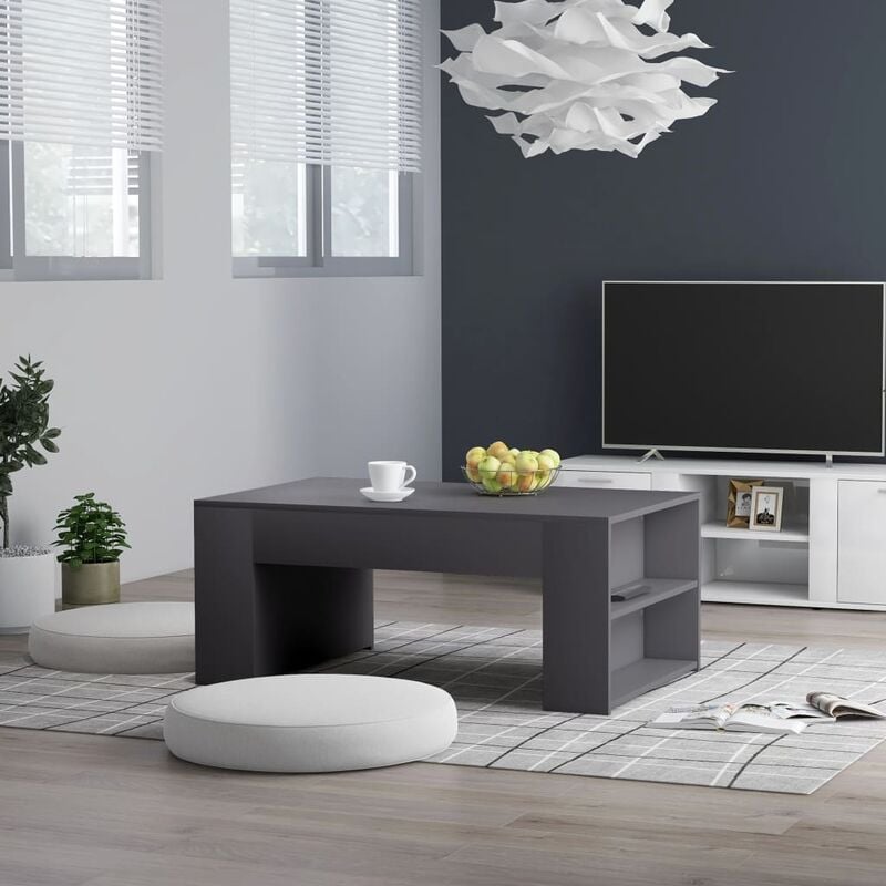 

Mesa de centro de aglomerado gris 100x60x42 cm
