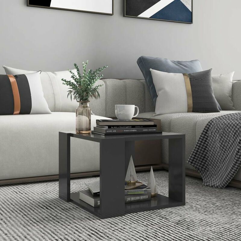 

Happyshopping - Mesa de centro de aglomerado gris 40x40x30 cm