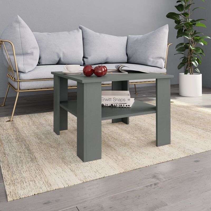 

Mesa de centro de aglomerado gris 60x60x42 cm