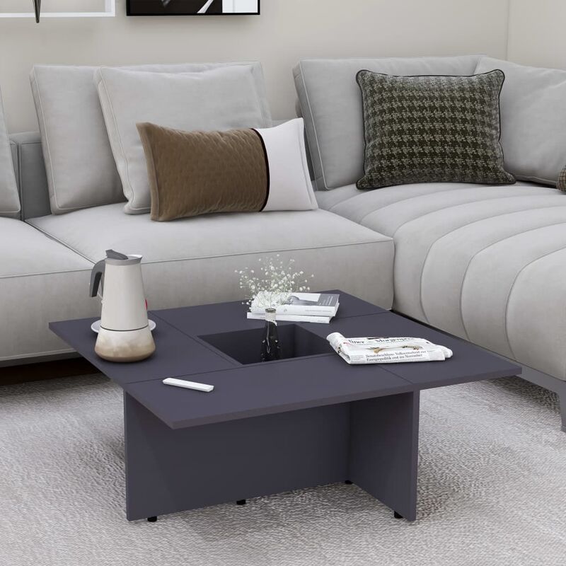 

Mesa de centro de aglomerado gris 79,5x79,5x30 cm - Gris