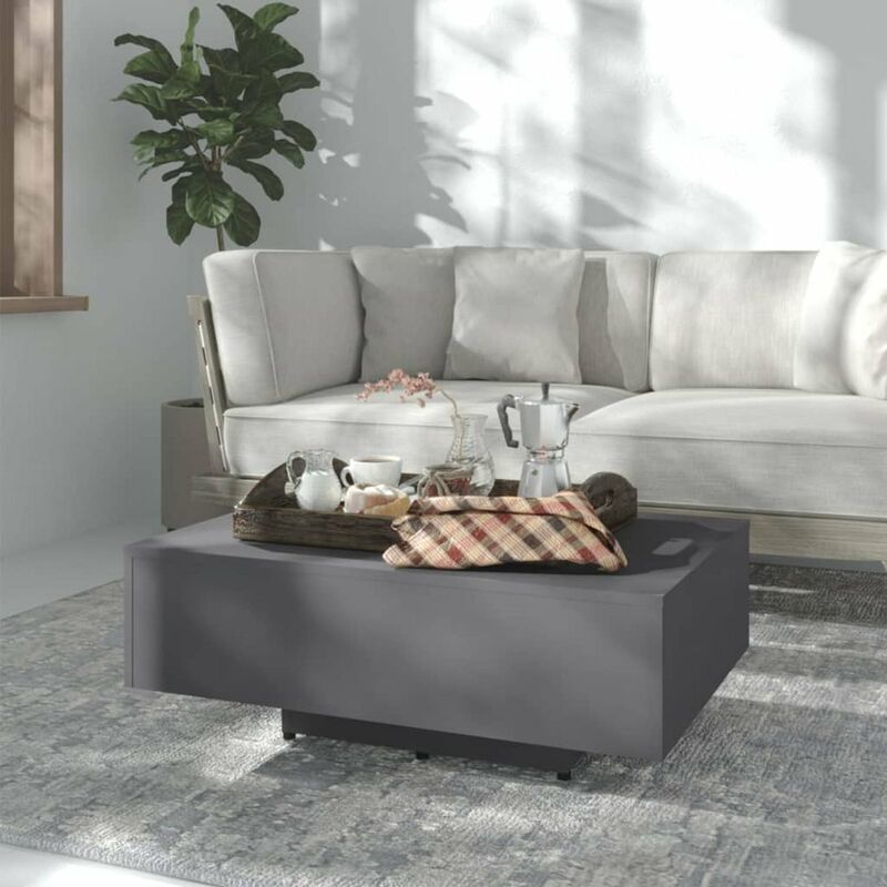 

Mesa de centro de aglomerado gris 85x55x31 cm