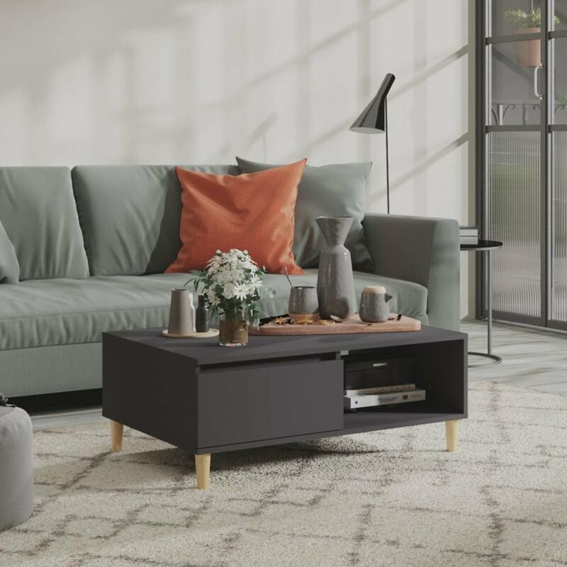 

Mesa de centro de aglomerado gris 90x60x35 cm