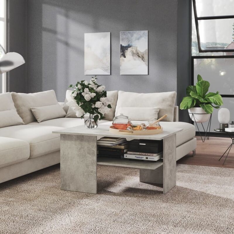 

Mesa de centro de aglomerado gris 90x60x46,5 cm