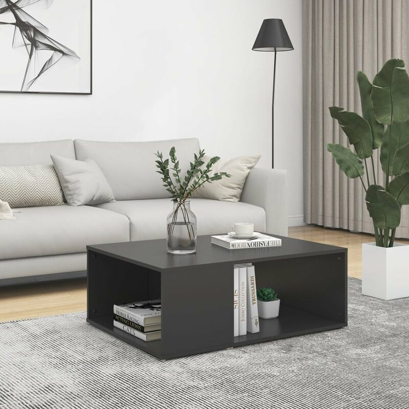 

Mesa de centro de aglomerado gris 90x67x33 cm