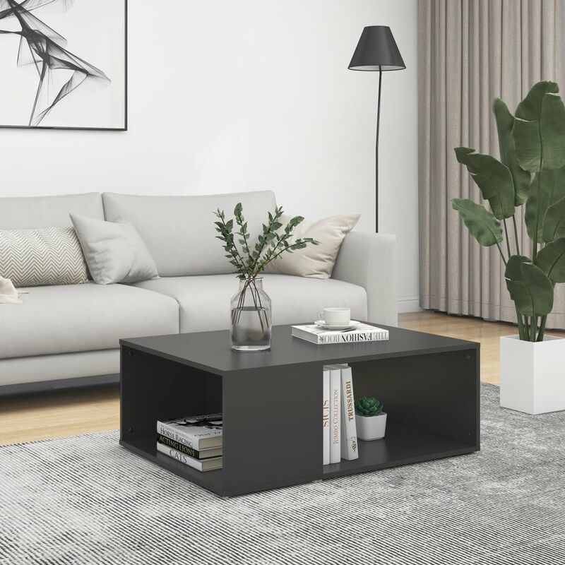 

Mesa de centro de aglomerado gris 90x67x33 cm