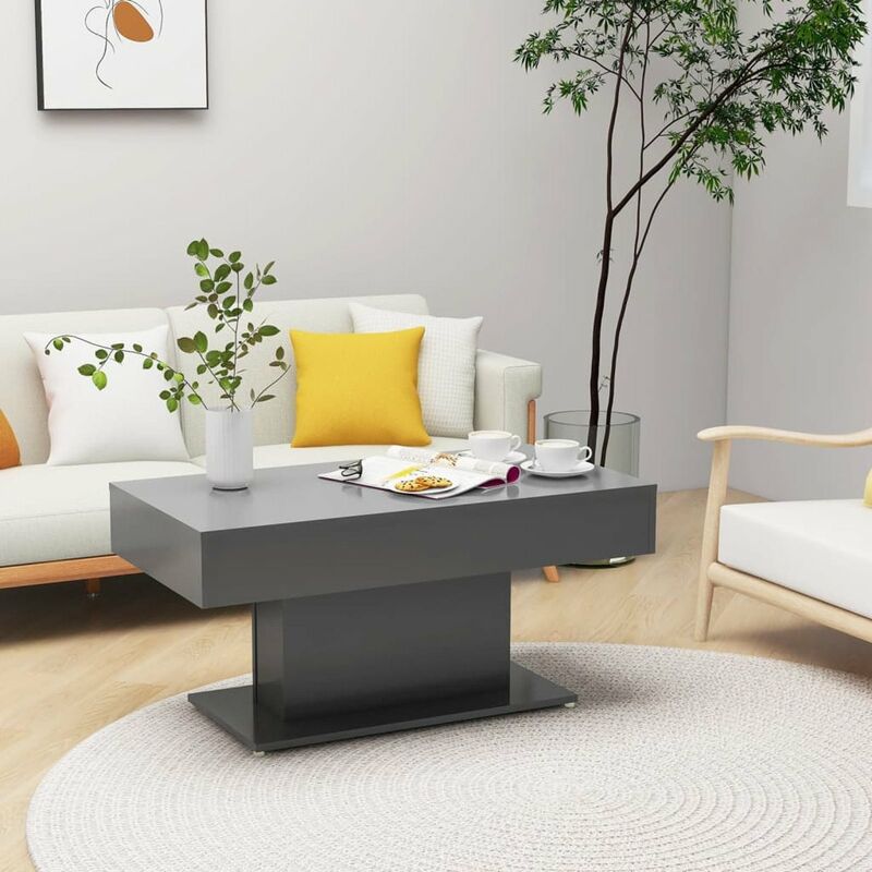 

Mesa de centro de aglomerado gris 96x50x45 cm