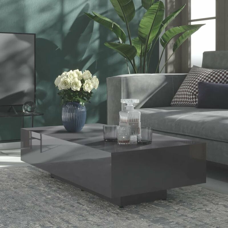 

Mesa de centro de aglomerado gris brillante 115x60x31 cm