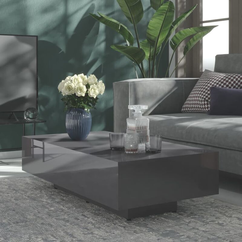 

Mesa de centro de aglomerado gris brillante 115x60x31 cm