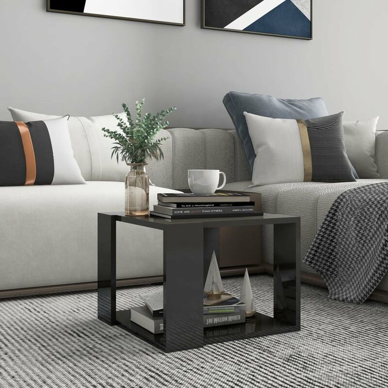 

Happyshopping - Mesa de centro de aglomerado gris brillante 40x40x30 cm