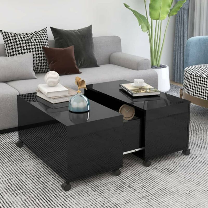 

Mesa de centro de aglomerado gris brillante 75x75x38 cm
