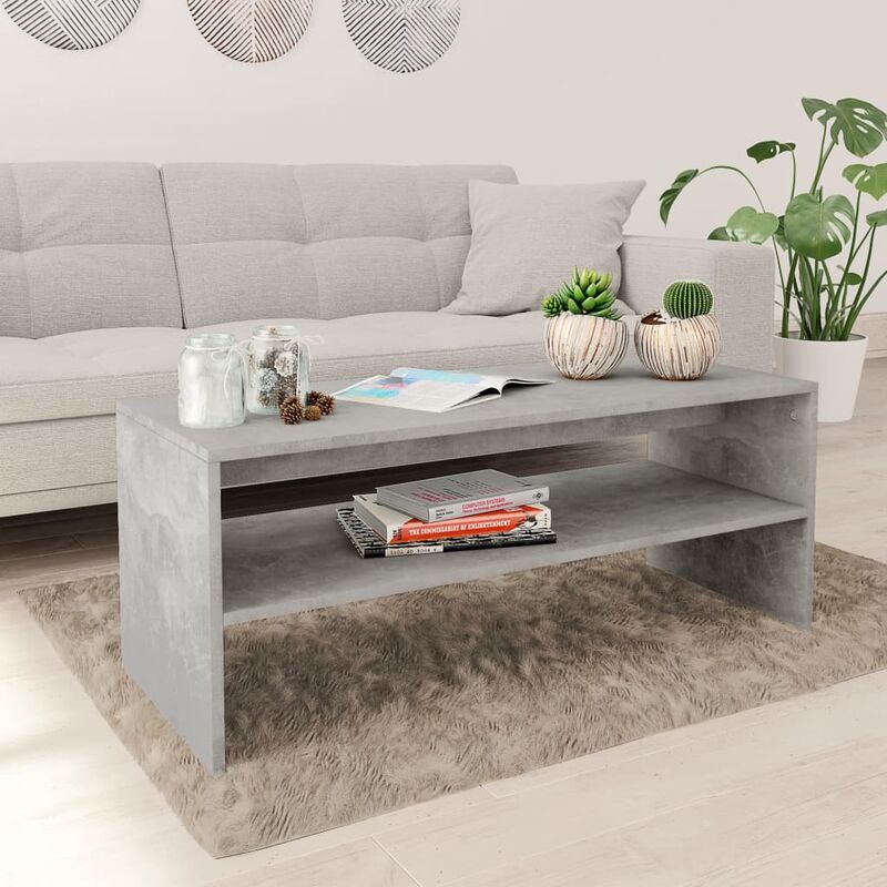 

Mesa de centro de aglomerado gris hormigón 100x40x40 cm