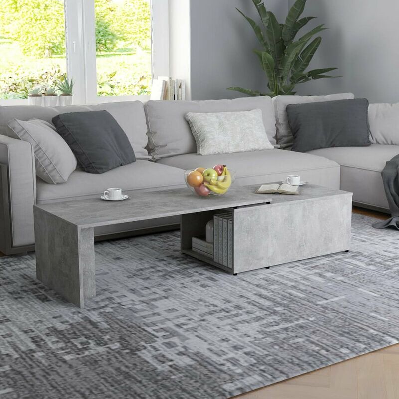 

Mesa de centro de aglomerado gris hormigon 150x50x35 cm
