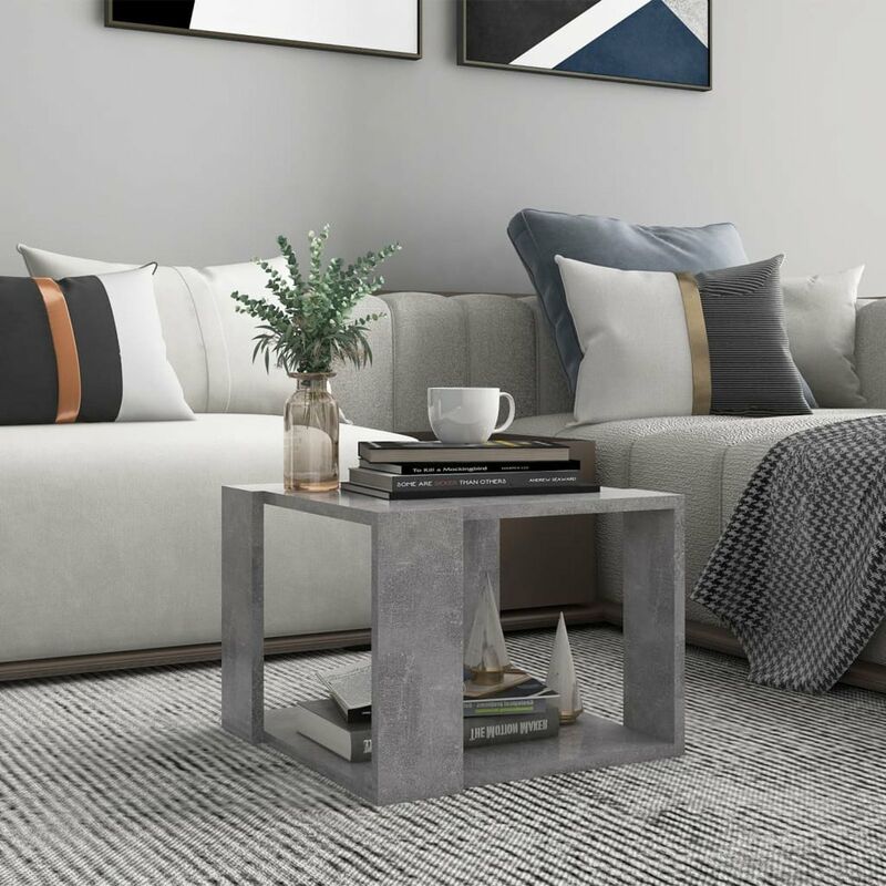 

Mesa de centro de aglomerado gris hormigon 40x40x30 cm