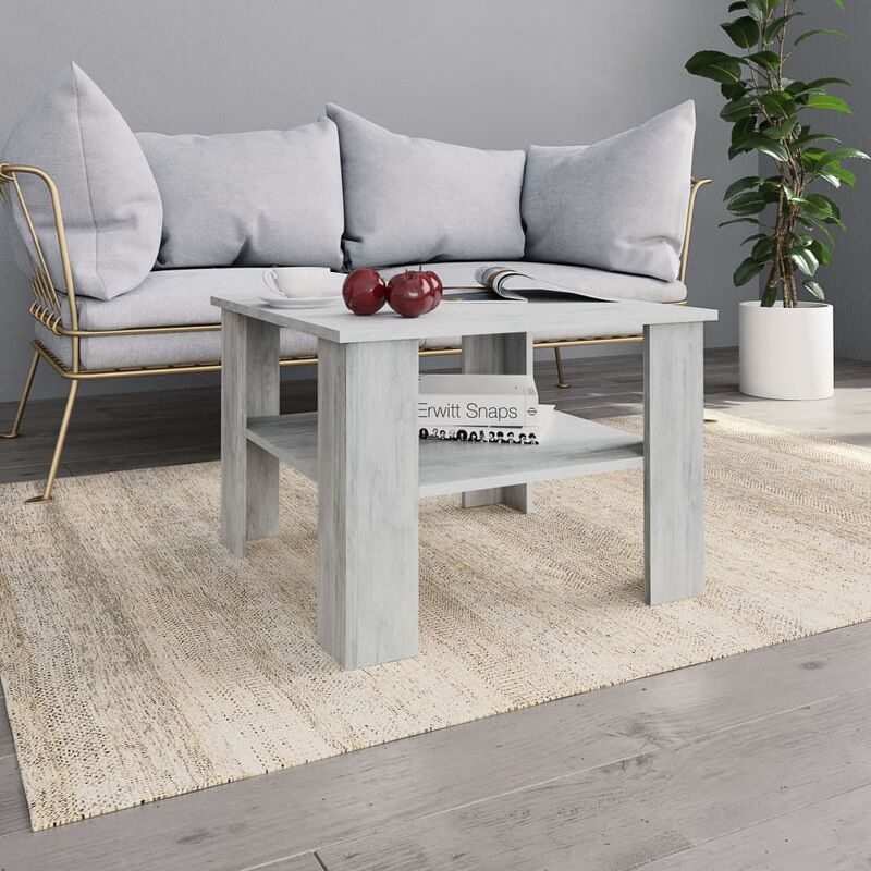 

Mesa de centro de aglomerado gris hormigon 60x60x42 cm