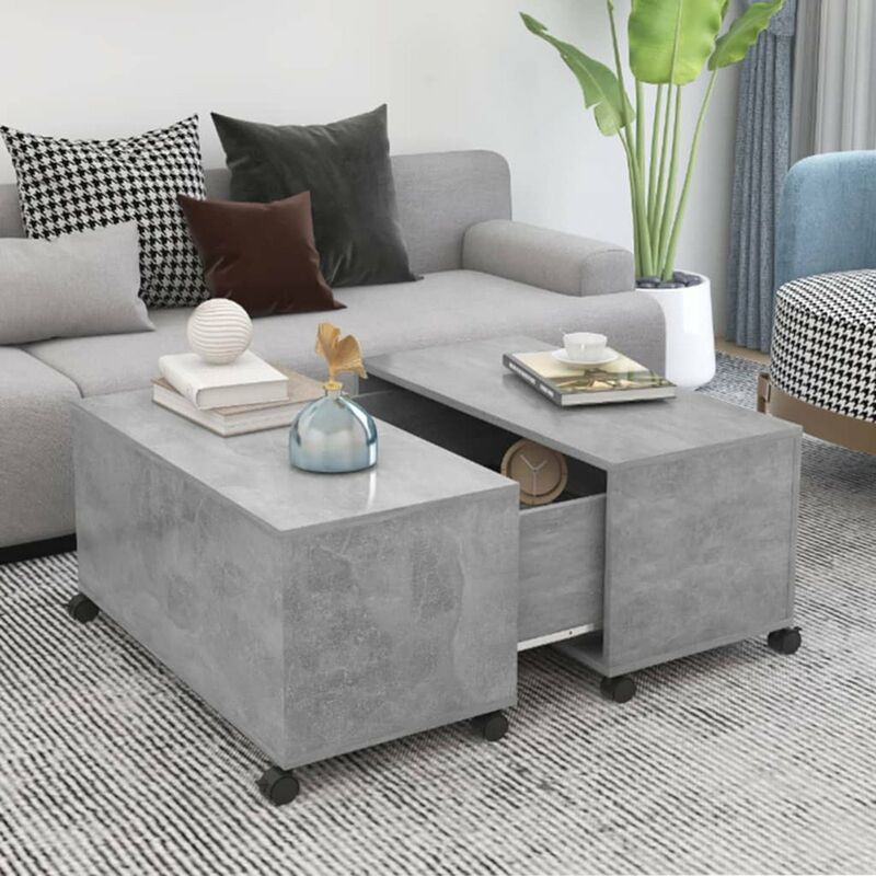 

Mesa de centro de aglomerado gris hormigon 75x75x38 cm