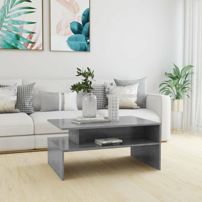 

Mesa de centro de aglomerado gris hormigon 90x60x42,5 cm