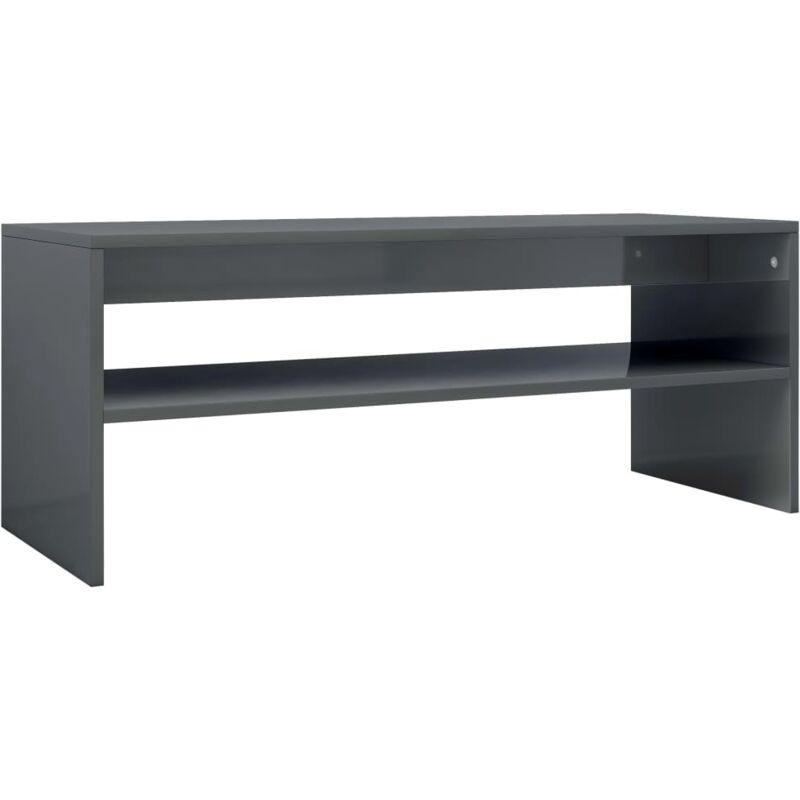 

vidaXL Mesa de Centro de Aglomerado 100x40x40 cm Gris Brillante - Gris
