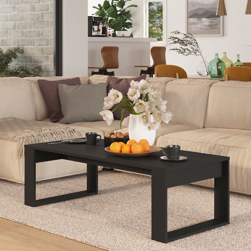 

Mesa de centro de aglomerado negro 110x50x35 cm