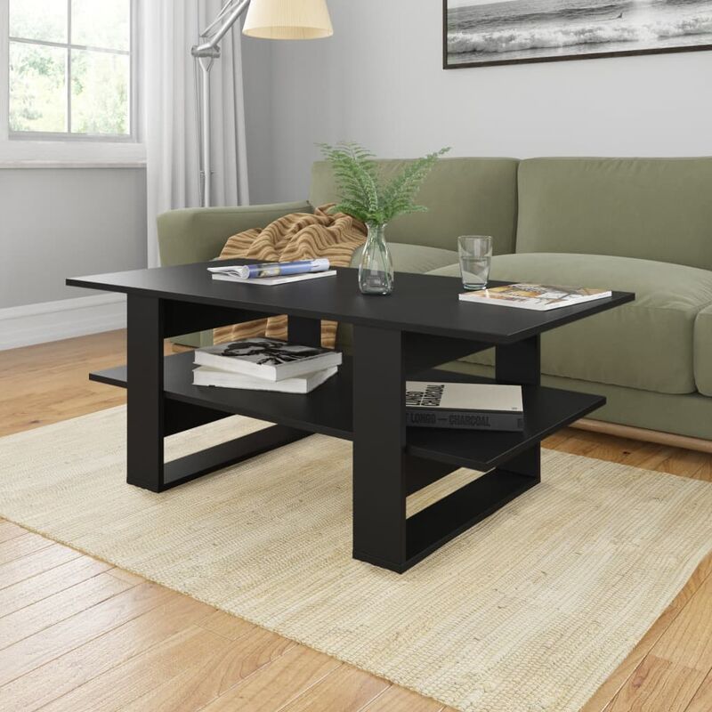 

Mesa de centro de aglomerado negro 110x55x42 cm