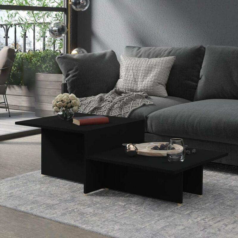 

Happyshopping - Mesa de centro de aglomerado negro 111,5x50x33 cm