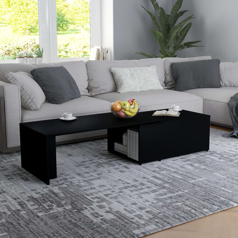 

Mesa de centro de aglomerado negro 150x50x35 cm