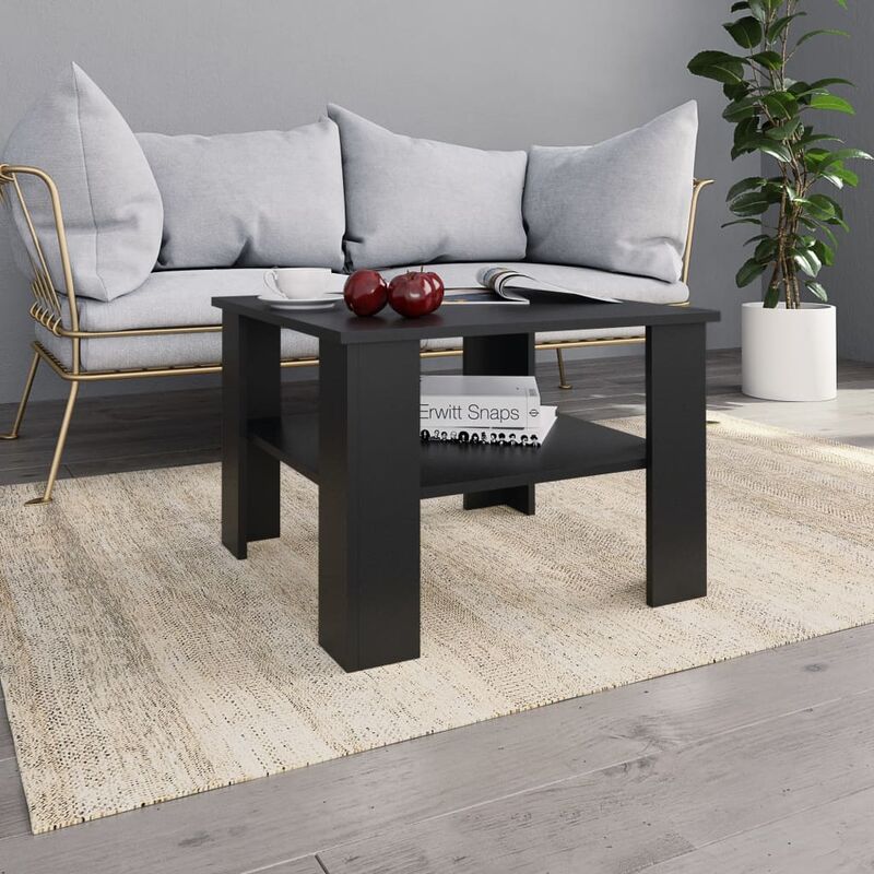 

Mesa de centro de aglomerado negro 60x60x42 cm