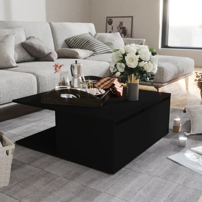 

Mesa de centro de aglomerado negro 80x80x31 cm