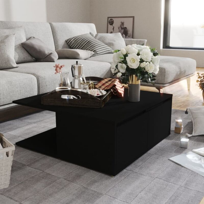 

Mesa de centro de aglomerado negro 80x80x31 cm